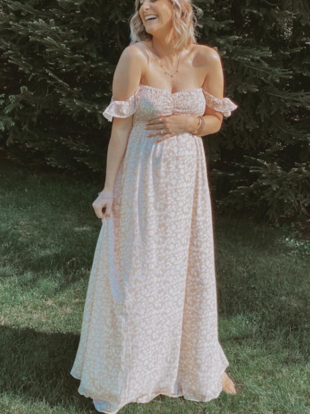 Floral Cream and White Flowy Dress